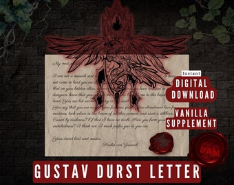 Curse of Strahd Custom Campaign Letter Hand out for Dungeon Masters, Letter to Gustav Durst From Strahd Instant download, Printable Prop