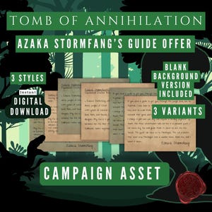 Oferta de la Guía de Azaka Colmillo de Tormenta, La Tumba de la Aniquilación, Campaña de la Jungla de Chult, Folleto para Dungeon Masters, Descarga instantánea, Imprimible