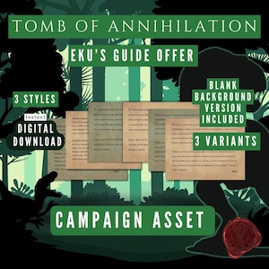 Oferta de guía de NPC de Eku, La Tumba de la Aniquilación, Campaña de la Jungla de Chult, Folleto para Dungeon Masters, Descarga instantánea, Imprimible, Regalo