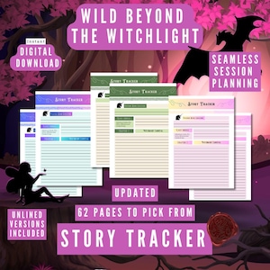 Wild Beyond The Witchlight Feywild Story Tracker, sessieplanner, notitiepagina's voor Dungeon Masters, directe download, afdrukbare rekwisiet, cadeau