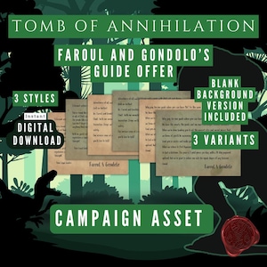 Oferta de la Guía de Faroul y Gondolo, La Tumba de la Aniquilación, Campaña de la Jungla de Chult, Folleto para Dungeon Masters, Descarga instantánea, Imprimible