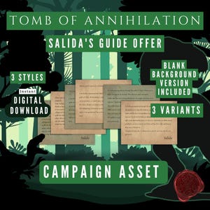 Oferta de la Guía de Salida, La Tumba de la Aniquilación, Campaña de la Jungla de Chult, Folleto para Dungeon Masters, Descarga instantánea, Imprimible, Regalo de DM