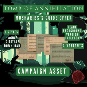Oferta de la Guía de Musharib, La Tumba de la Aniquilación, Campaña de la Jungla de Chult, Folleto para Dungeon Masters, Descarga instantánea, Imprimible, Regalo de DM