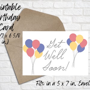 Digital Download Printable Get Well Card (Get Well Soon) (4 1/2 x 6 5/8 In.)