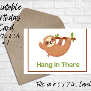 Digital Download Printable Get Well Soon Card (Hang in There) (4 1/2 x 6 5/8 In.)