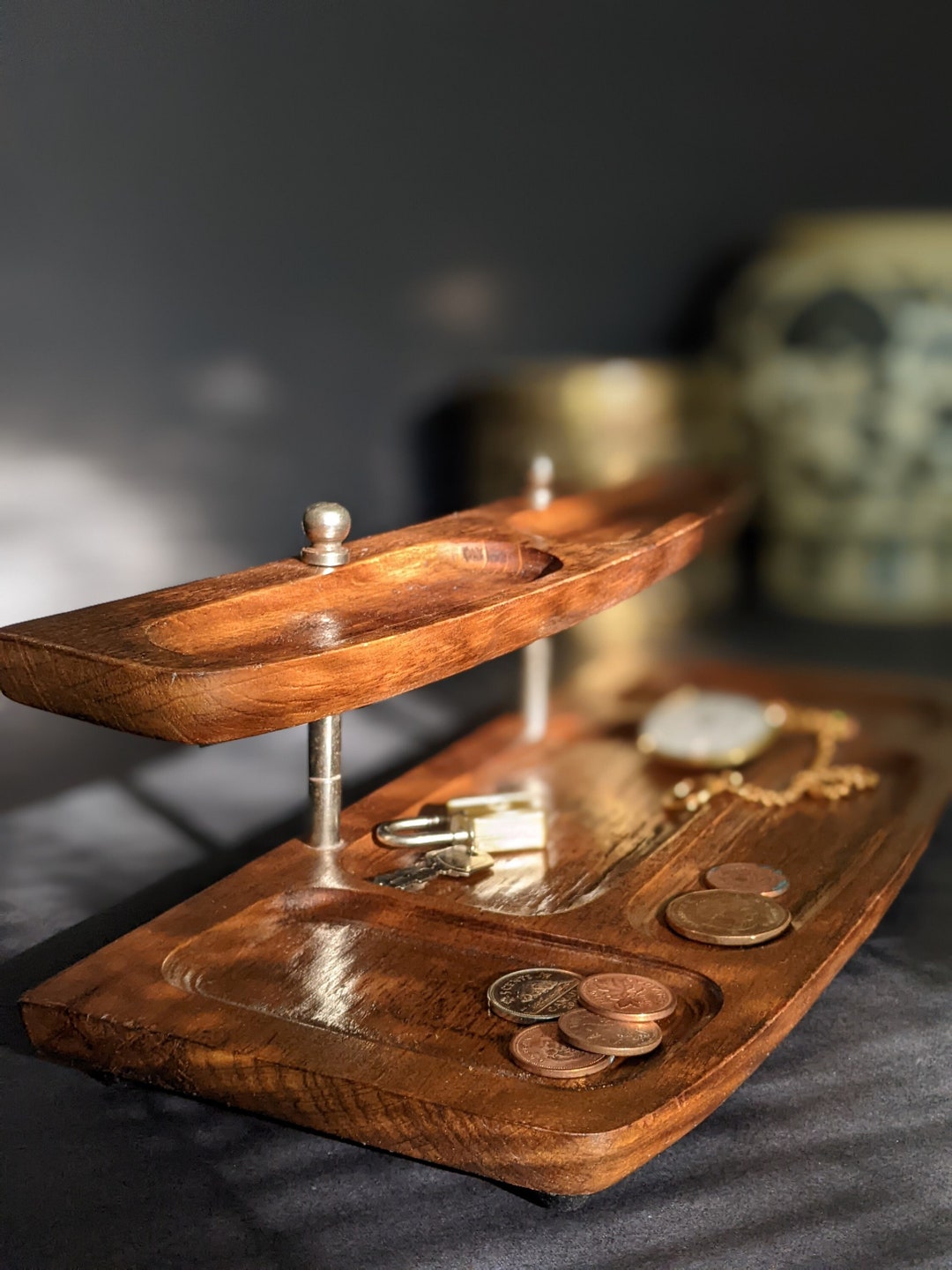 Vintage MCM Men's Wood Dresser Valet 2tier Vintage Etsy
