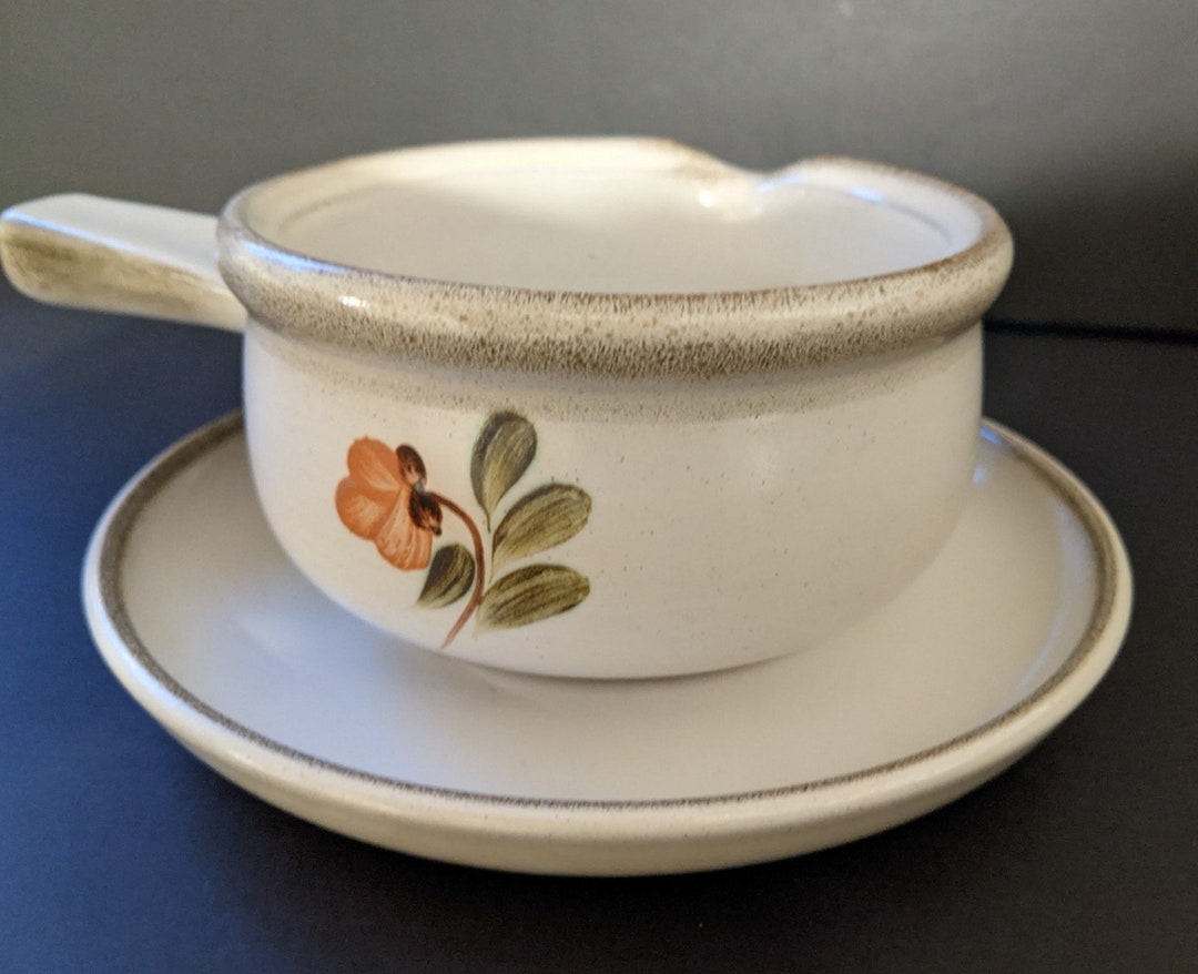 Vintage Denby Gravy Boat & Underplate Serenade stoneware by DENBY