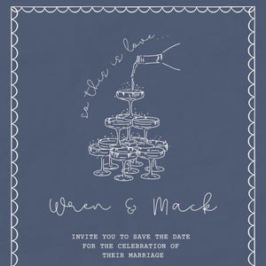 So This Is Love Save the Date, Champagne Romantic Wedding Template, Whimsical Editable Canva Invite, Digital Download Wedding Announcement