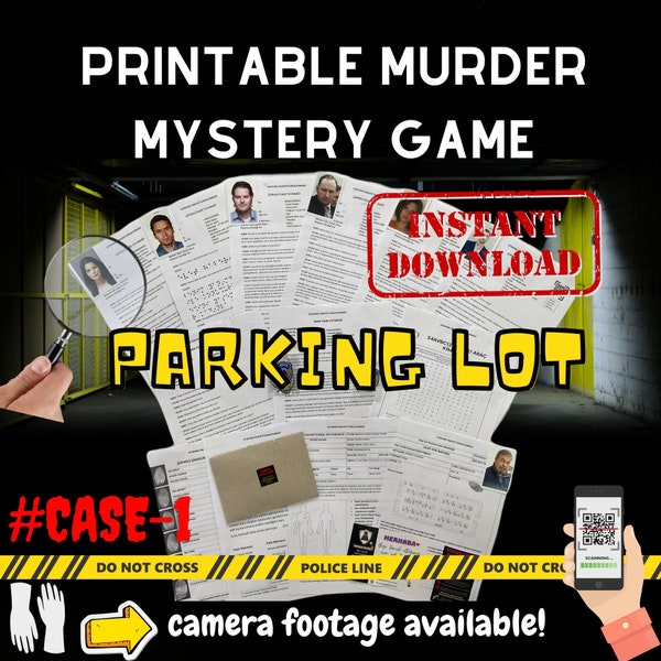 DESCARGA INSTANTE / Juego de detectives de archivos de casos de asesinato en el estacionamiento - Escape Room - Juego de misterio de asesinato en PDF imprimible