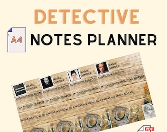 True Crime Detective Notes Planner, Unsolved Cases (PDF)