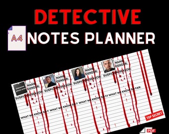 True Crime Detective Notes Planner, Unsolved Cases (PDF)