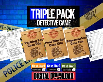 3 - Triple Game Pack | Printable Murder Mystery Game - Unsolved Cold Case File, True Crime Detective Game, Digital Download for Game Night