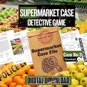 Printable Murder Mystery Game –Case 3: Supermarket Case | Unsolved Cold Case File,True Crime Detective Game, Digital Download for Game Night