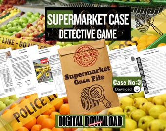 Printable Murder Mystery Game –Case 3: Supermarket Case | Unsolved Cold Case File,True Crime Detective Game, Digital Download for Game Night