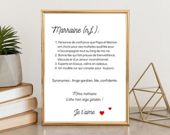 A4 poster “Godmother Definition” Digital file to print, PDF A4 format - Godmother Request - Pregnancy/birth announcement