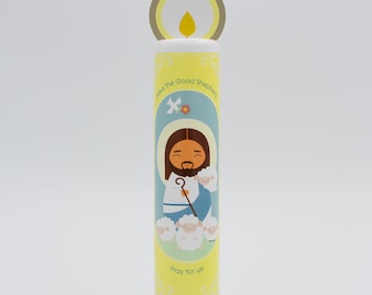 Jesus Christ, the Good Shepherd (The Our Father) Wooden Prayer Candle