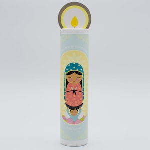 Our Lady of Guadalupe Wooden Prayer Candle