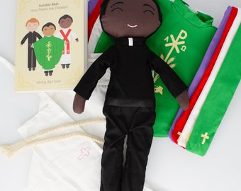 Father John Catholic Priest Rag Doll 14 Piece Set