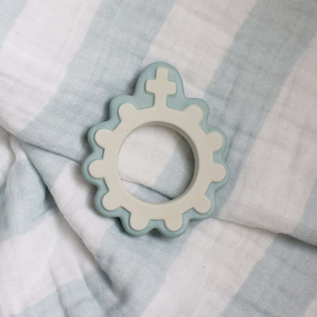 Baby's First Rosary Natural Rubber Teether Etsy