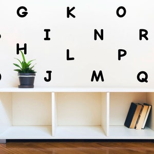 26 pegatinas de vinilo de letras del alfabeto, calcomanía alfabética, calcomanía ABC, calcomanía de pared de letras, calcomanía para niños, calcomanía para guarderías, decoración del hogar, letras de vinilo