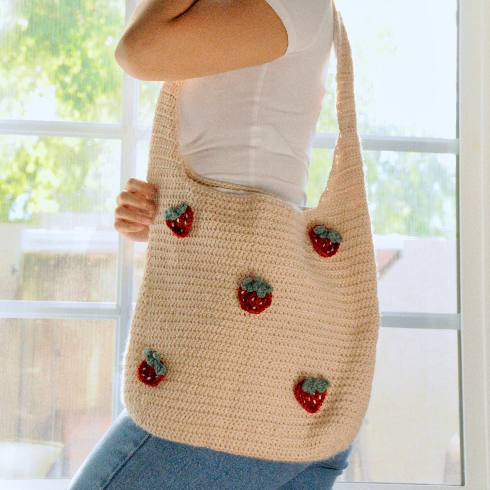 Crochet Strawberry Tote Bag Pattern PDF Aesthetic Tote Bag Etsy