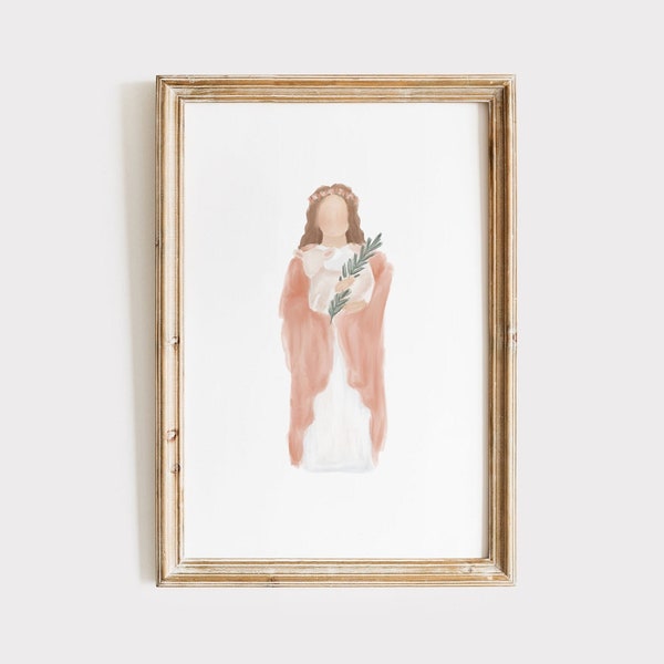 St. Agnes Print Digital Download | Saint Print, Catholic Art Prints, Catholic Gifts