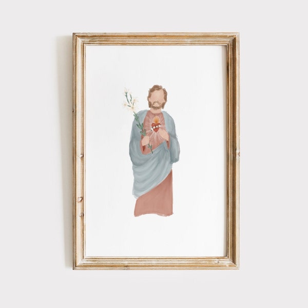 Chaste Heart of St. Joseph Print Digital Download | St. Joseph Art, Catholic Art Prints, Catholic Gifts