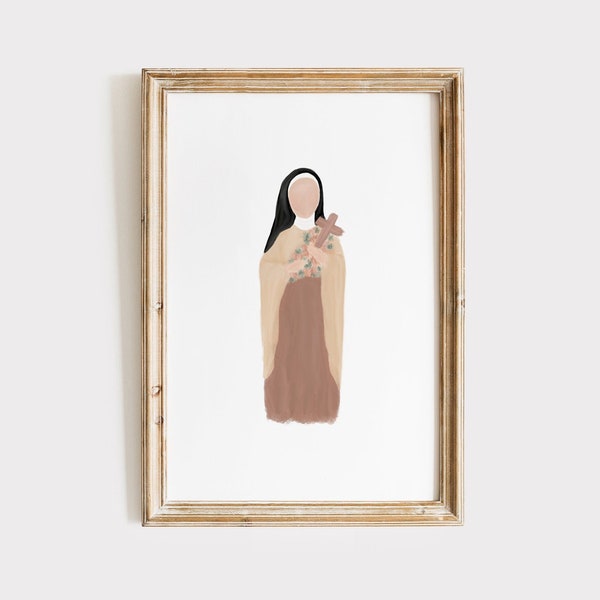 St. Therese of Lisieux Print Digital Download | The Little Flower, Saint Print, Catholic Art Prints, Catholic Gifts