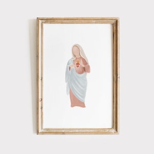 Onbevlekt hart van Maria print digitale download | Mariakunst, katholieke kunstprenten, katholieke geschenken