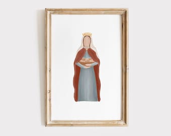 Die heilige Elisabeth von Ungarn Poster Digital Download | Heiliger Druck, katholische Kunstdrucke, katholische Geschenke