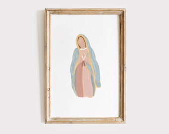 Our Lady of Guadalupe Print Digital Download | Marian Art, Blessed Mother Art, Virgin Mary Art, Catholic Art Prints, Catholic Gifts