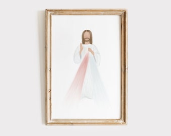 Divine Mercy Print Digital Download |  Divine Mercy Image, Jesus I Trust in You, Jesus Art, Catholic Art Prints, Catholic Gifts