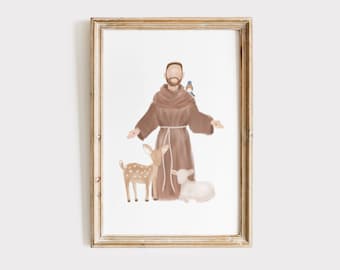 St. Francis of Assisi Print Digital Download | Saint Print, Catholic Art Prints, Catholic Gifts