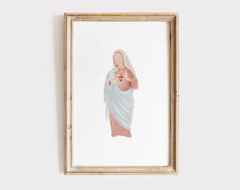 Unbeflecktes Herz Mariens Druck Digitaler Download | Marianische Kunst, Katholische Kunstdrucke, Katholische Geschenke
