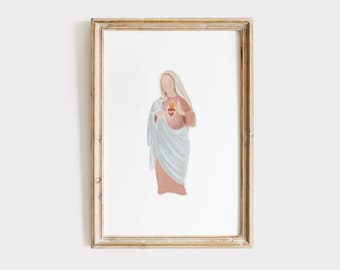 Immaculate Heart of Mary Print Digital Download | Marian Art, Catholic Art Prints, Catholic Gifts