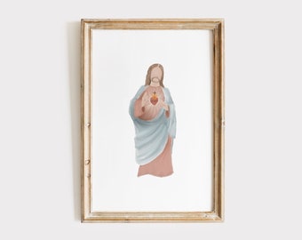 Sacred Heart of Jesus Print Digital Download | Jesus Art, Catholic Art Prints, Catholic Gifts