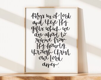 Prayer Before Meals Digital Download | Bless Us Oh Lord, Catholic Mealtime Prayers, Catholic Printable Art