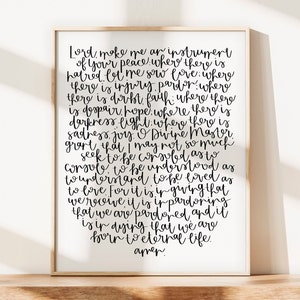 Prayer of St. Francis Print Digital Download | Peace Prayer, Catholic Prayer Print, Catholic Printable Art
