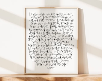 Prayer of St. Francis Print Digital Download | Peace Prayer, Catholic Prayer Print, Catholic Printable Art