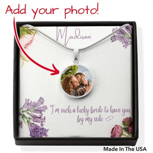 Custom Bridesmaid gift, Pendant gift for bridesmaid, Bridesmaid photo pendant, Custom message for bridesmaid, Thoughtful Gift for Bridesmaid