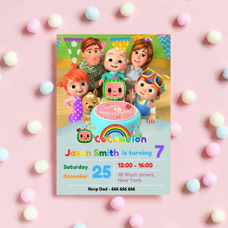 Custom Birthday Party Invitation on 5x7 Inch Cards