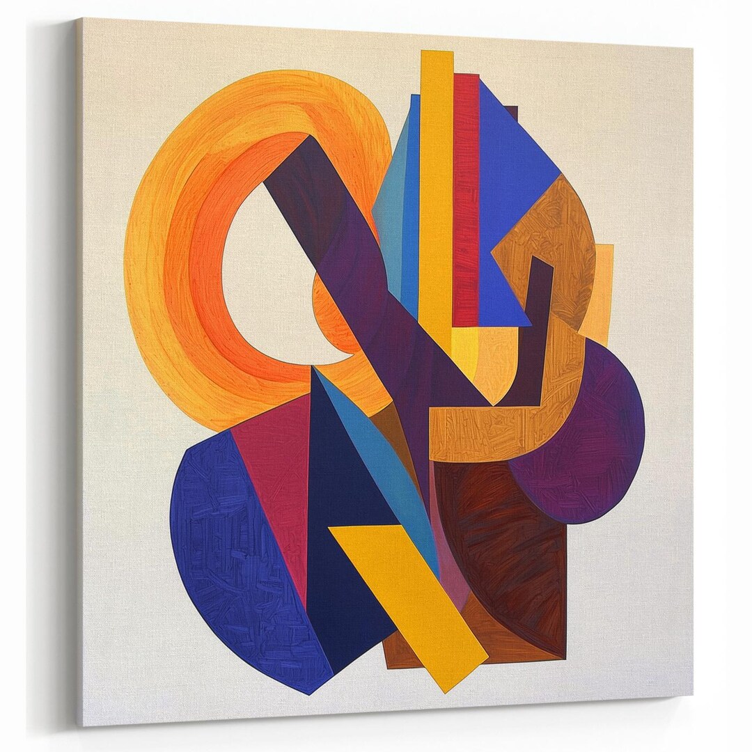 Abstract Wall Art Print | Bold Geometric Shapes Canvas | Colorful ...