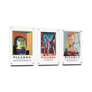 Pablo Picasso | Set of 3 panels | Tempered Acrylic Glass Wall Décor | Home and Office design | Housewarming | Wall hanging | Popular art