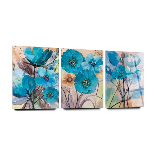 Tempered Glass Wall Art Flowers Etsy