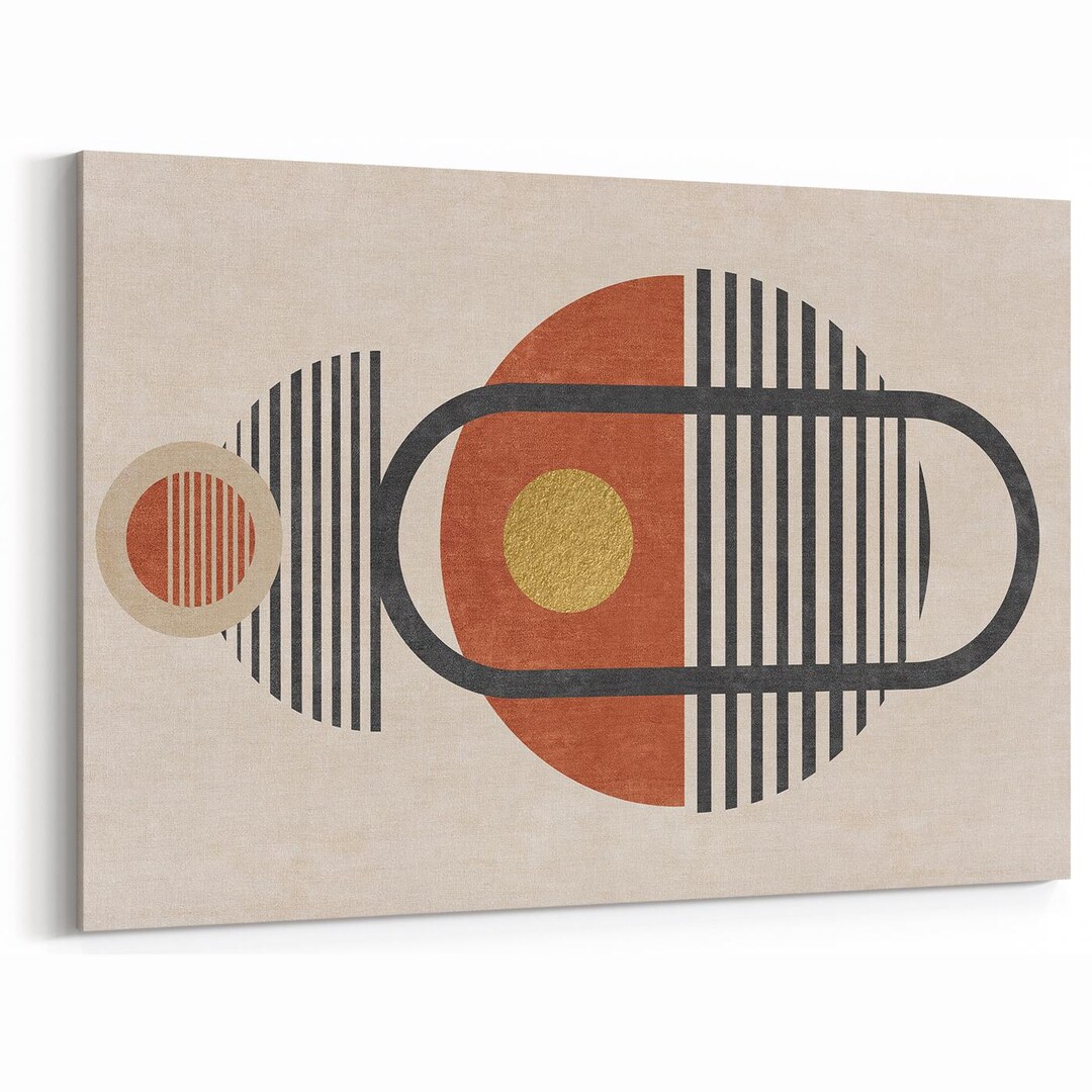 Mid Century Modern Art Print | Abstract Geometric Circle Line Art Retro ...