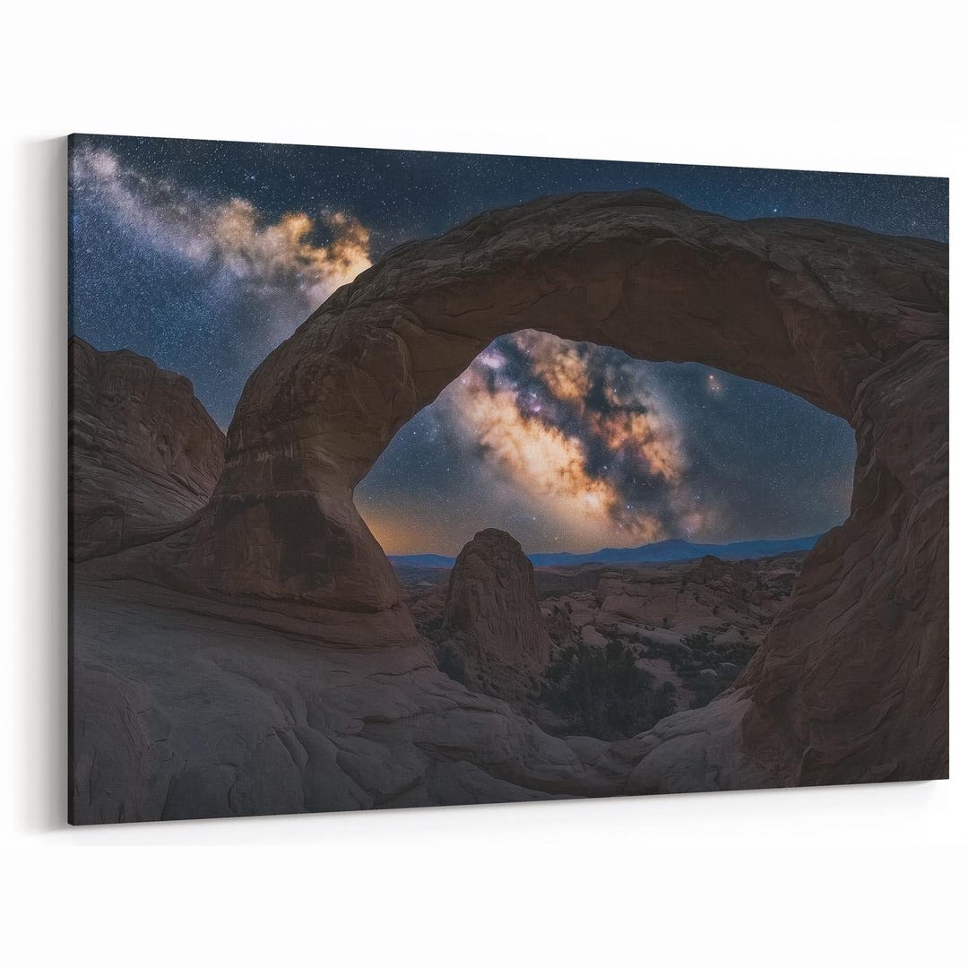 Milky Way Landscape Photography Print Natural Arch Night Sky Canvas ...