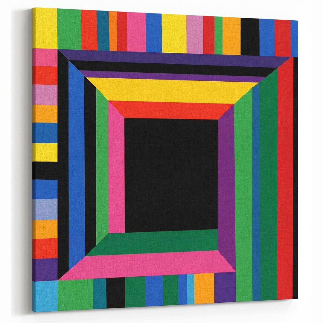 Abstract Wall Art Print Bold Colorful Nested Squares Rainbow Geometric ...