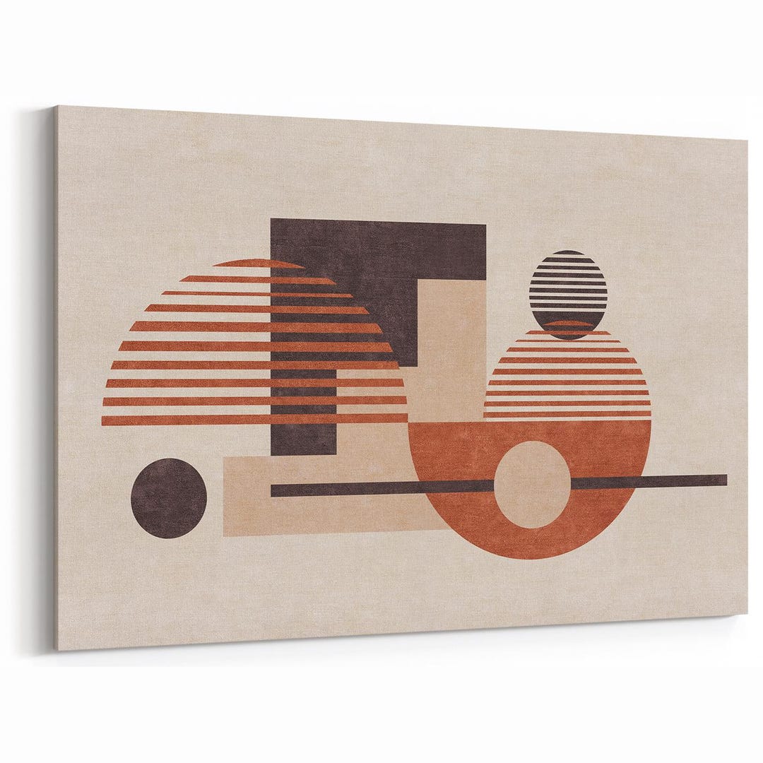Abstract Wall Art Print | Mid Century Modern Geometric Rust Orange ...