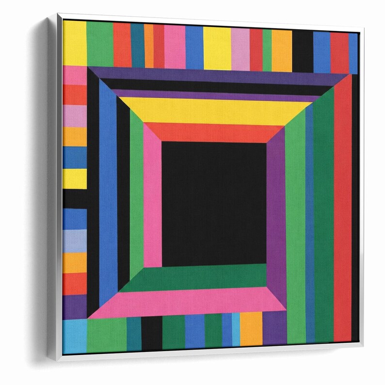 Abstract Wall Art Print Bold Colorful Nested Squares Rainbow Geometric ...