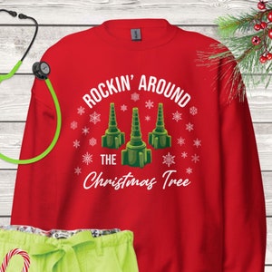 Nurse Christmas Tree Shirt, ER / Hospital Christmas Crew Shirt, 02 Christmas Tree Sweatshirt